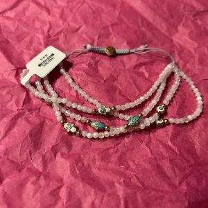K & L pink crystal evil eye 4 strand adjustable bracelet NWT
